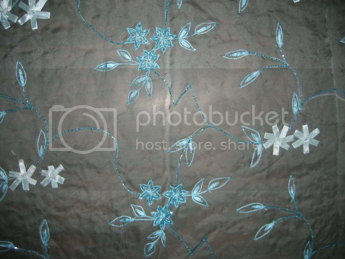 100 % SILK ORGANZA FABRIC Blue COLOUR EMBROIDERED 44" wide [3211]