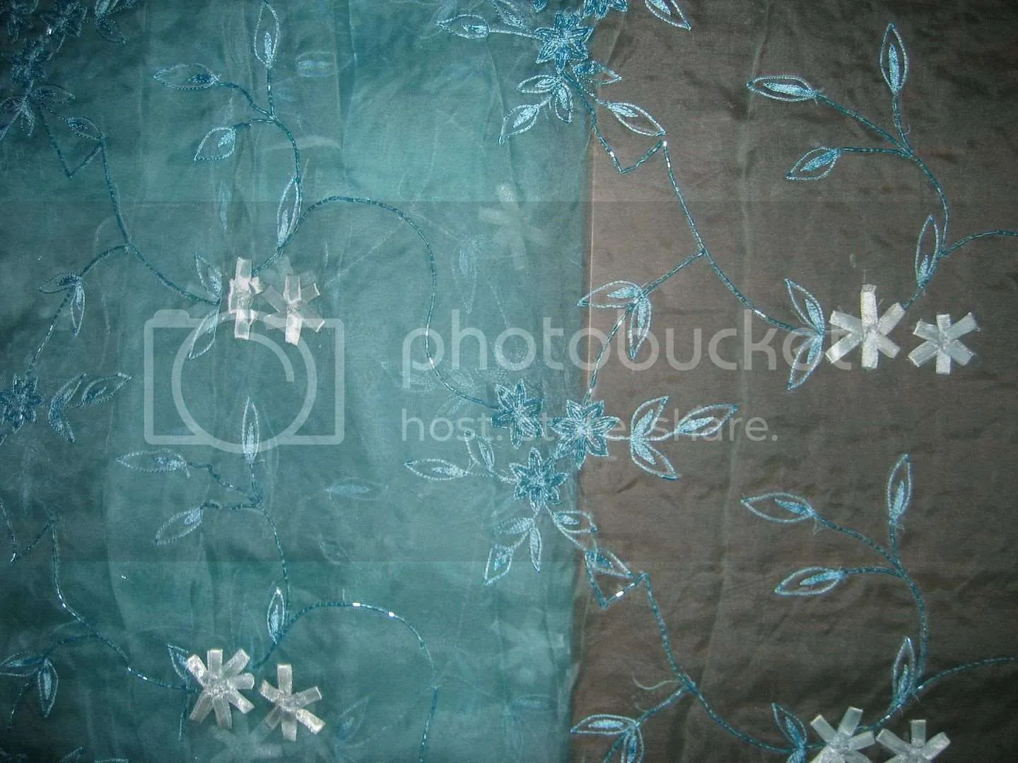 100 % SILK ORGANZA FABRIC Blue COLOUR EMBROIDERED 44" wide [3211]