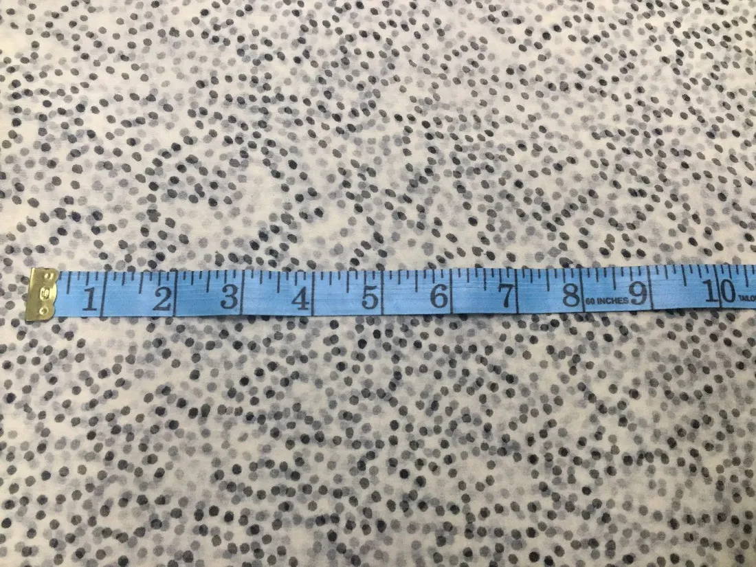 100% silk organza printed dotted design ivory and black fabric 44&quot; wide
