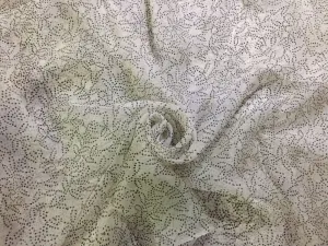 100% silk organza printed dotted design ivory and black fabric 44&quot; wide