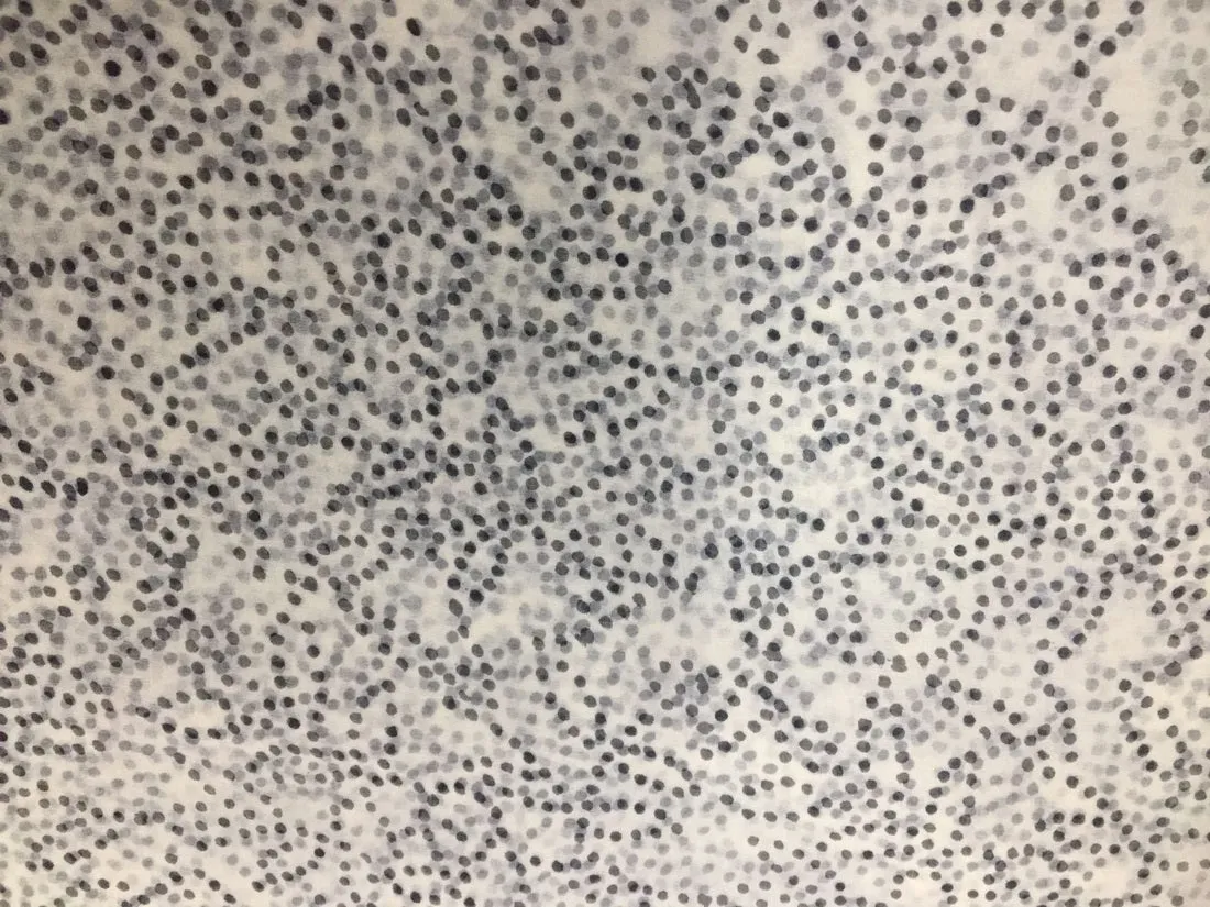 100% silk organza printed dotted design ivory and black fabric 44&quot; wide