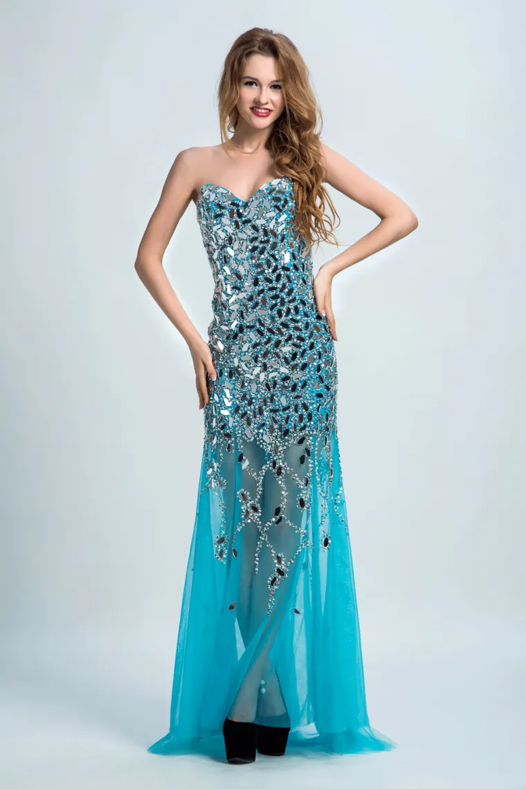 2024 Sweetheart Prom Dresses Sheath With Beading Sweep Train