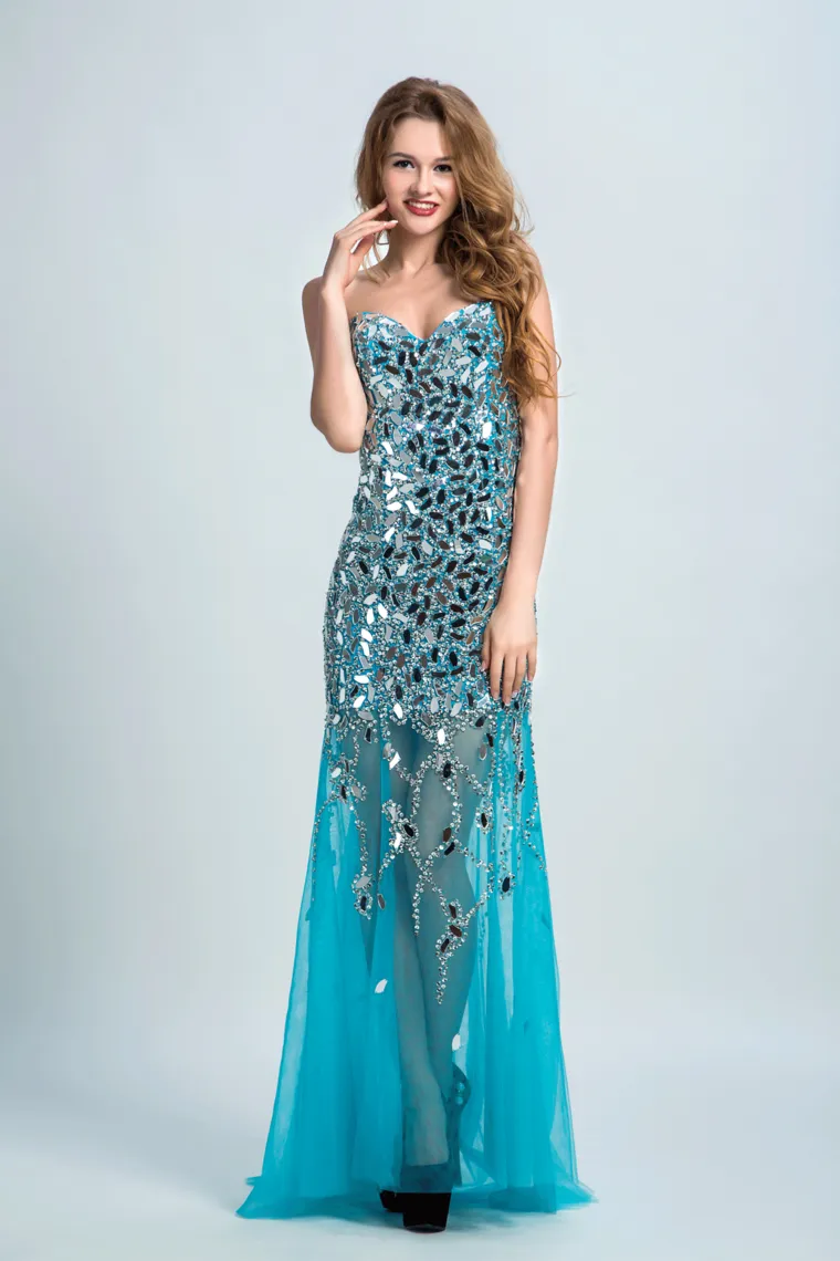 2024 Sweetheart Prom Dresses Sheath With Beading Sweep Train