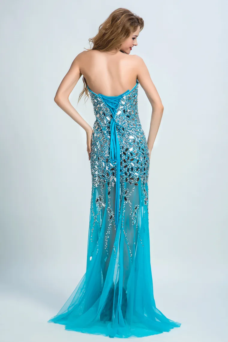 2024 Sweetheart Prom Dresses Sheath With Beading Sweep Train