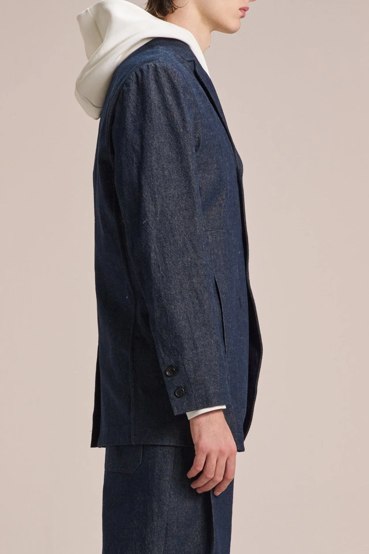 3 Buttons Denim Blazer