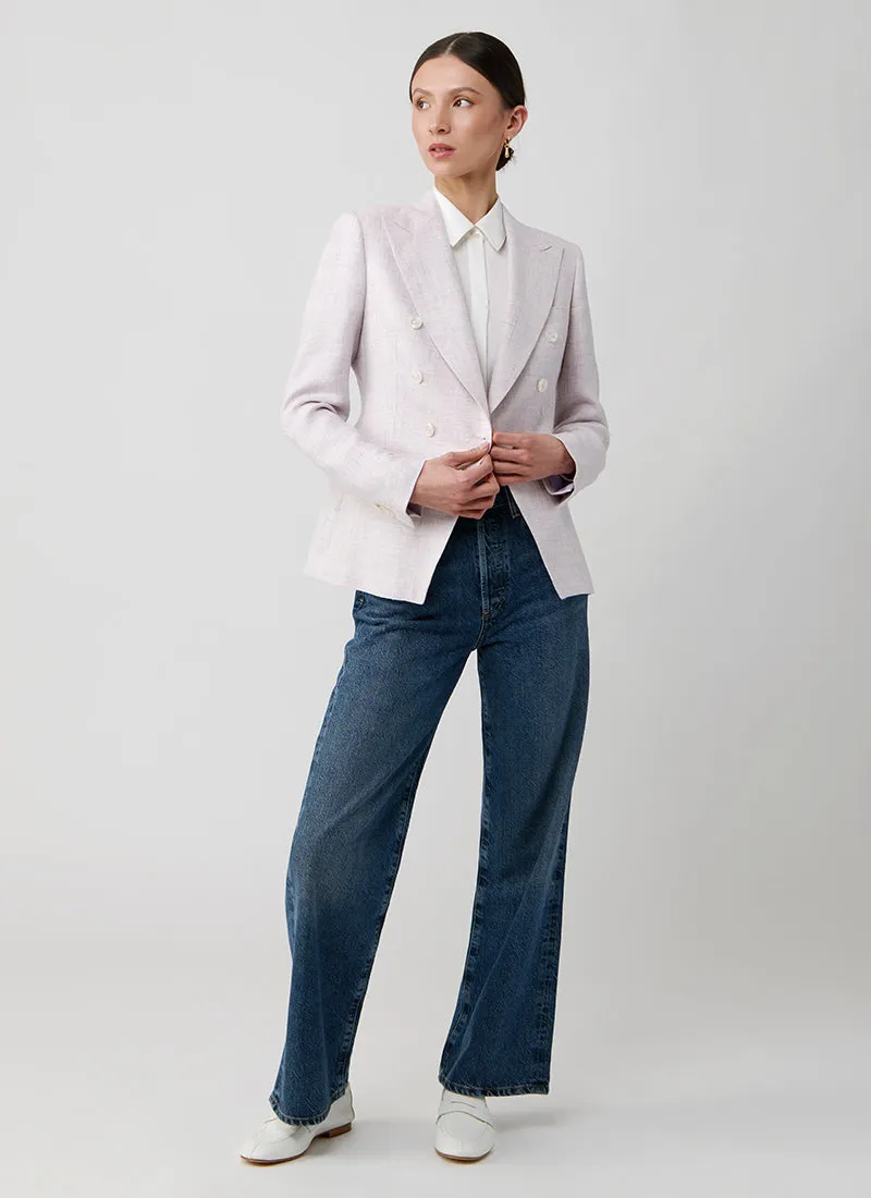 Alicya Double Breasted Lilac Bone Button Blazer