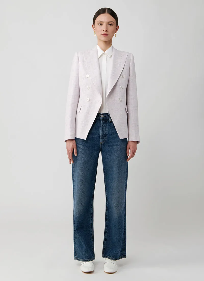Alicya Double Breasted Lilac Bone Button Blazer
