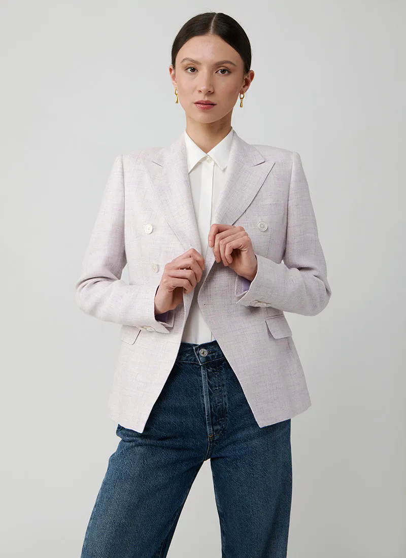 Alicya Double Breasted Lilac Bone Button Blazer