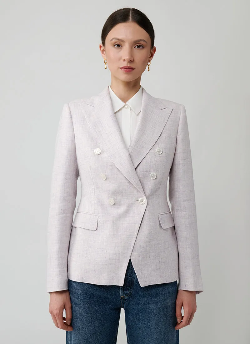 Alicya Double Breasted Lilac Bone Button Blazer
