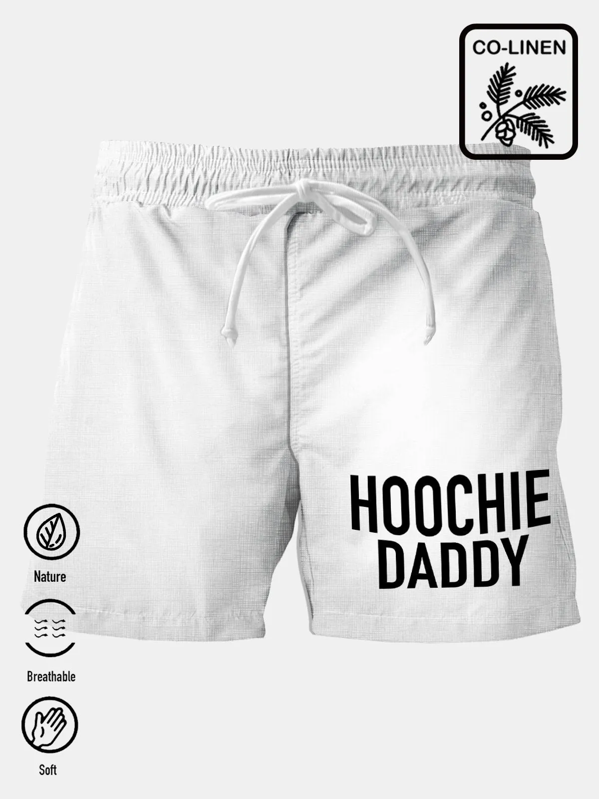 Alohadaddy Cotton-Linen Hoochie Daddy Men's Breathable Natural Casual  Shorts
