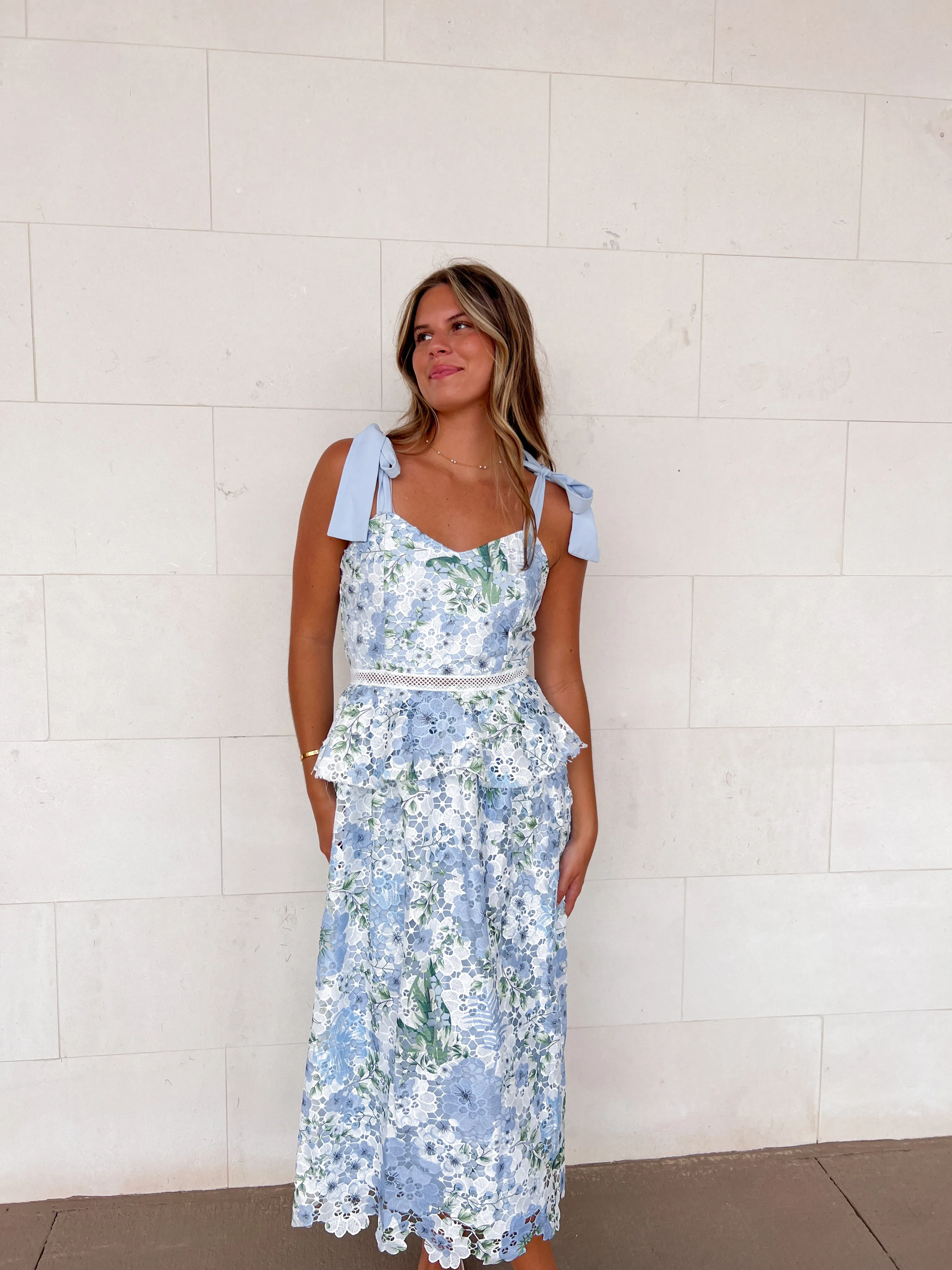 Aqua Dreams Eyelet Midi Dress