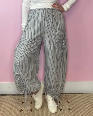 Be Bold Charcoal Stripe Cargo Pants