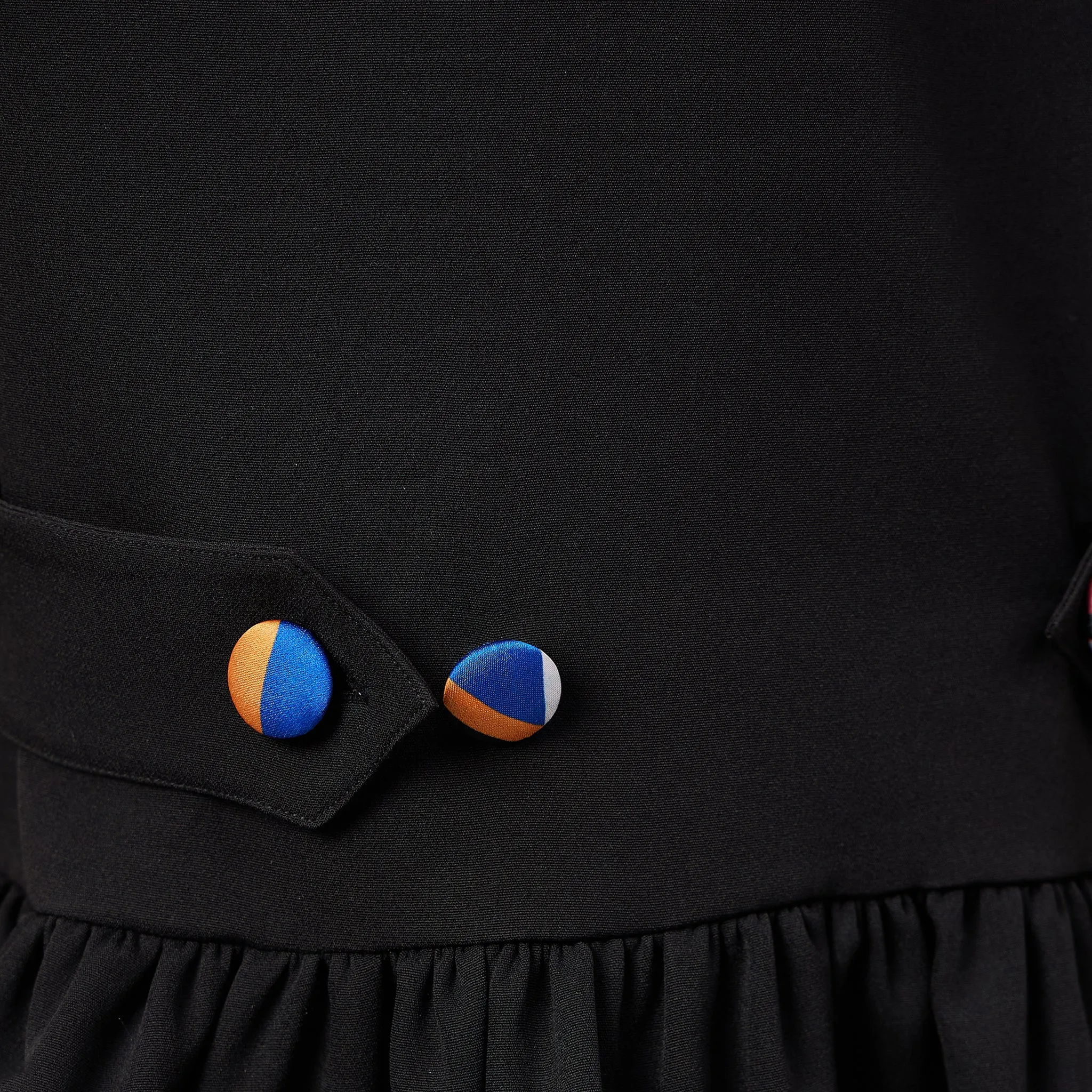 Black Peplum Top and Button Down Straight Pants Set