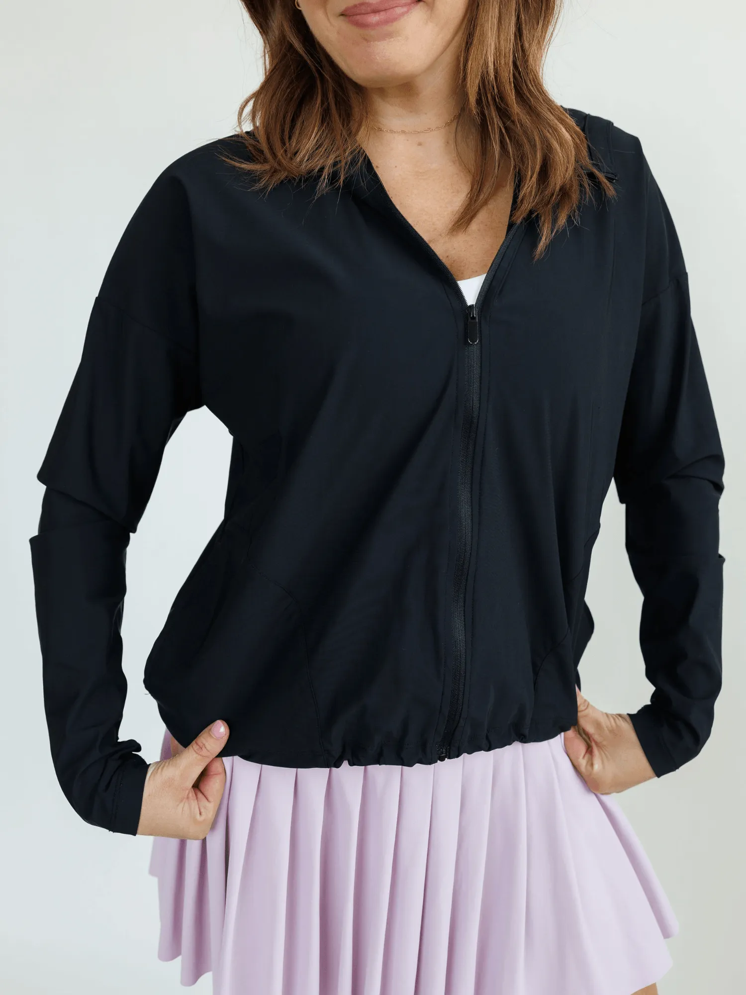 Black "Marion" SPF Lightweight Full Zip Hoodie