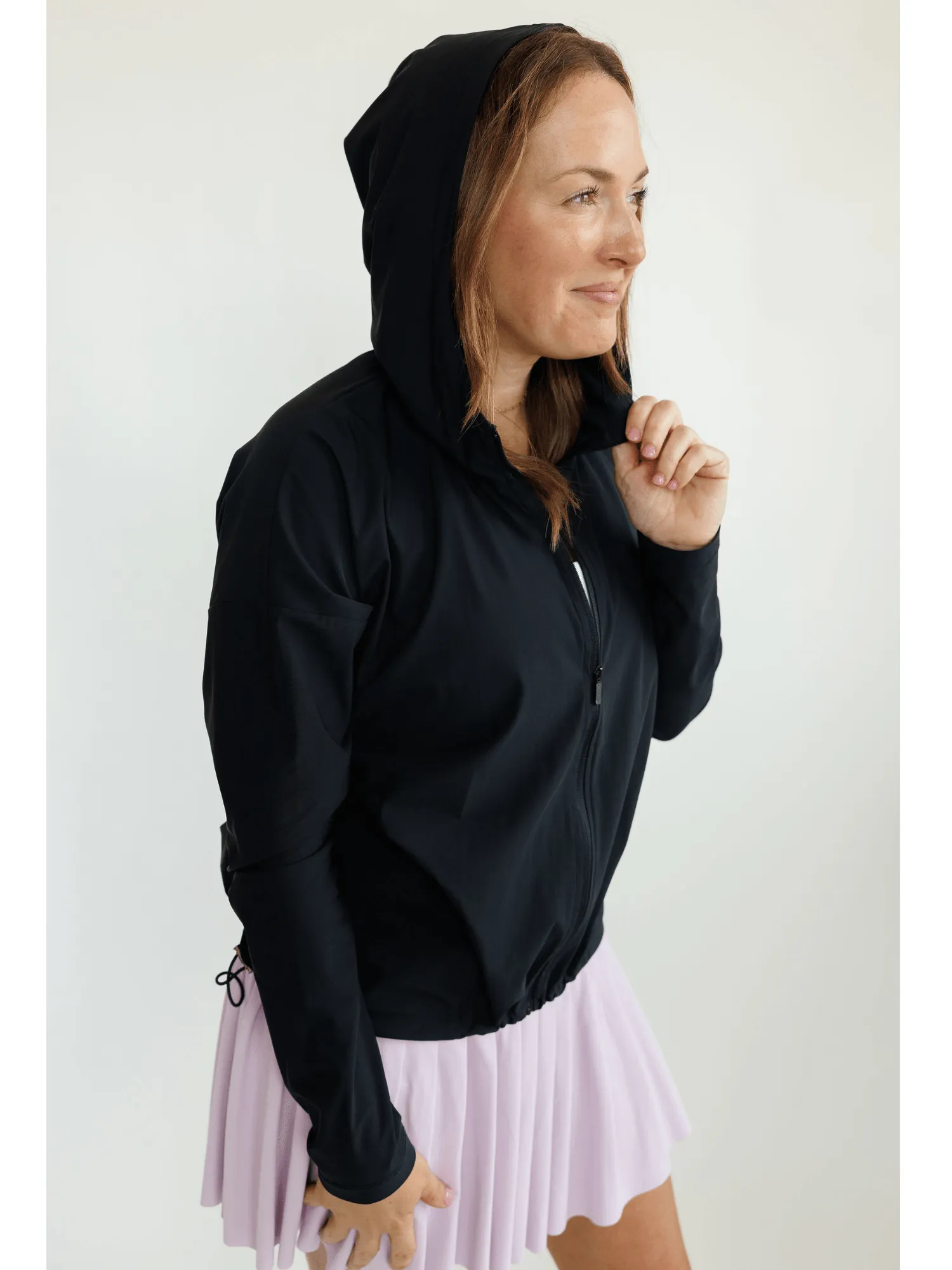 Black "Marion" SPF Lightweight Full Zip Hoodie