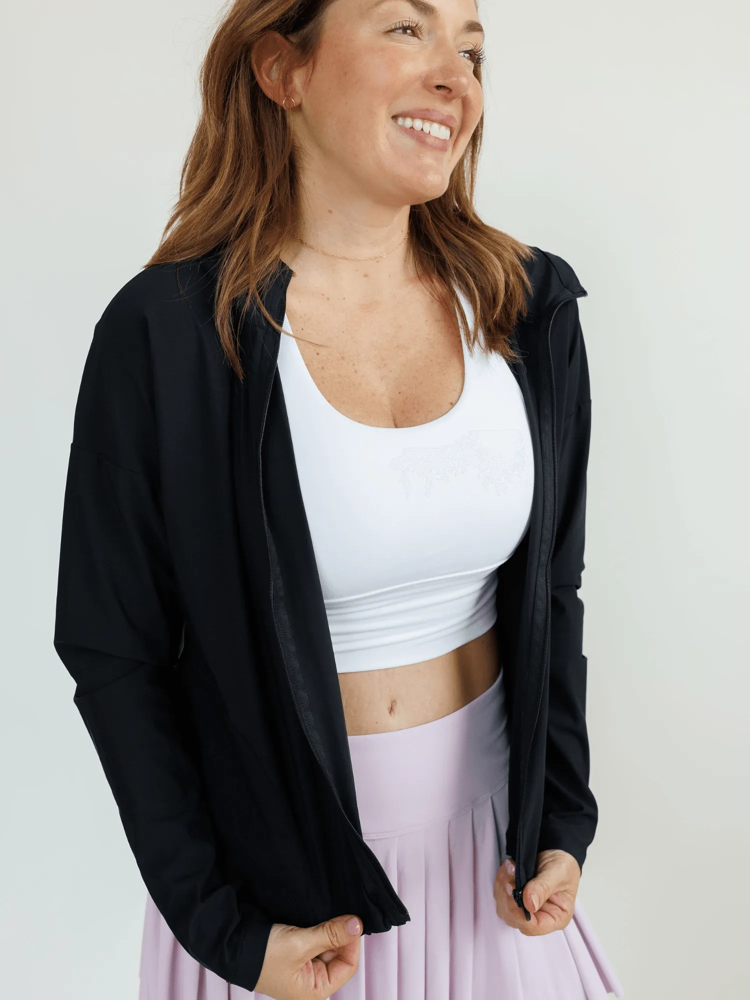 Black "Marion" SPF Lightweight Full Zip Hoodie