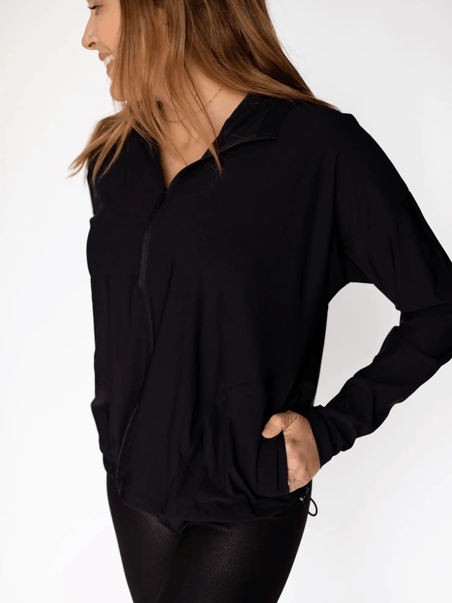Black "Marion" SPF Lightweight Full Zip Hoodie