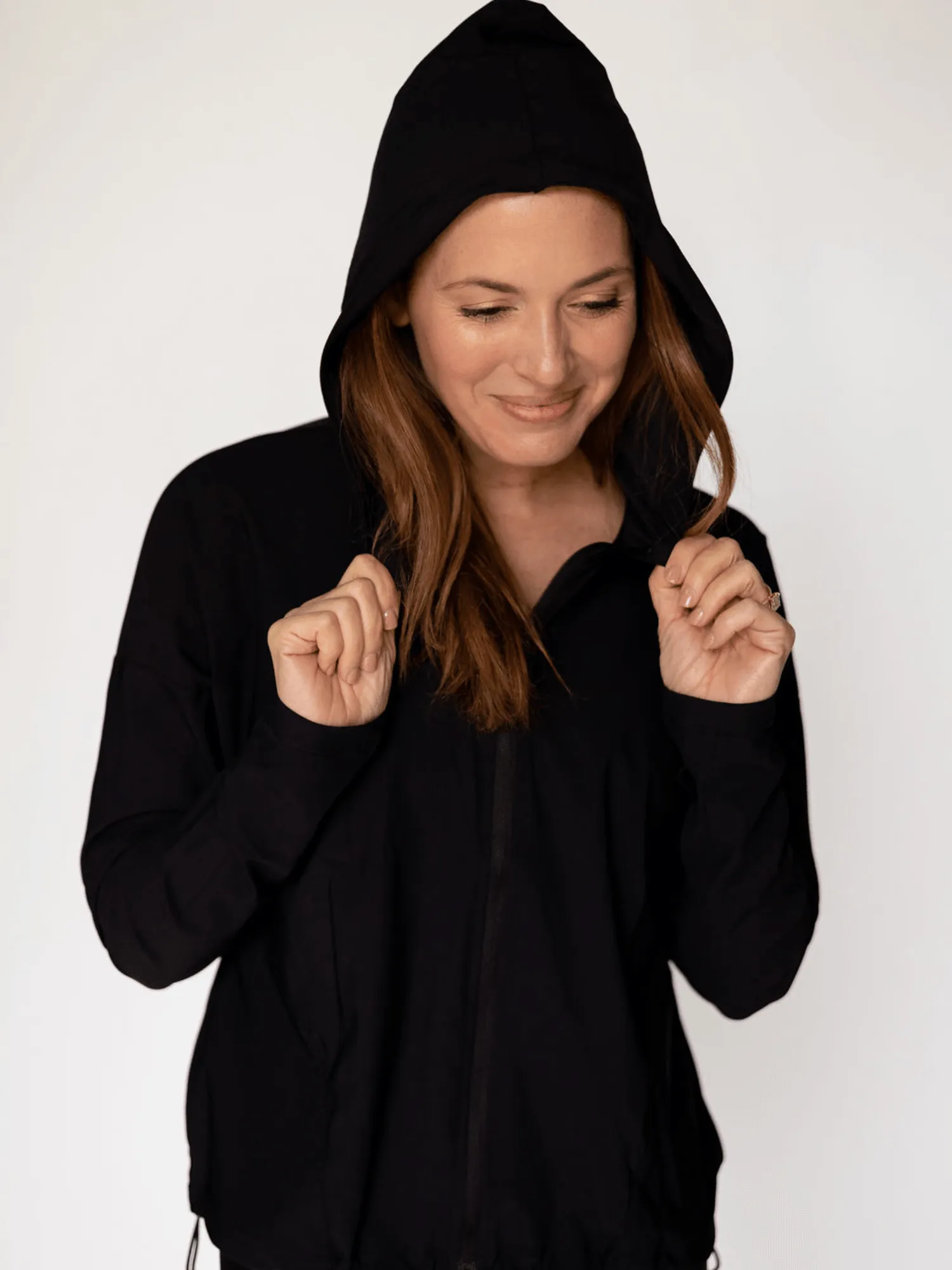 Black "Marion" SPF Lightweight Full Zip Hoodie