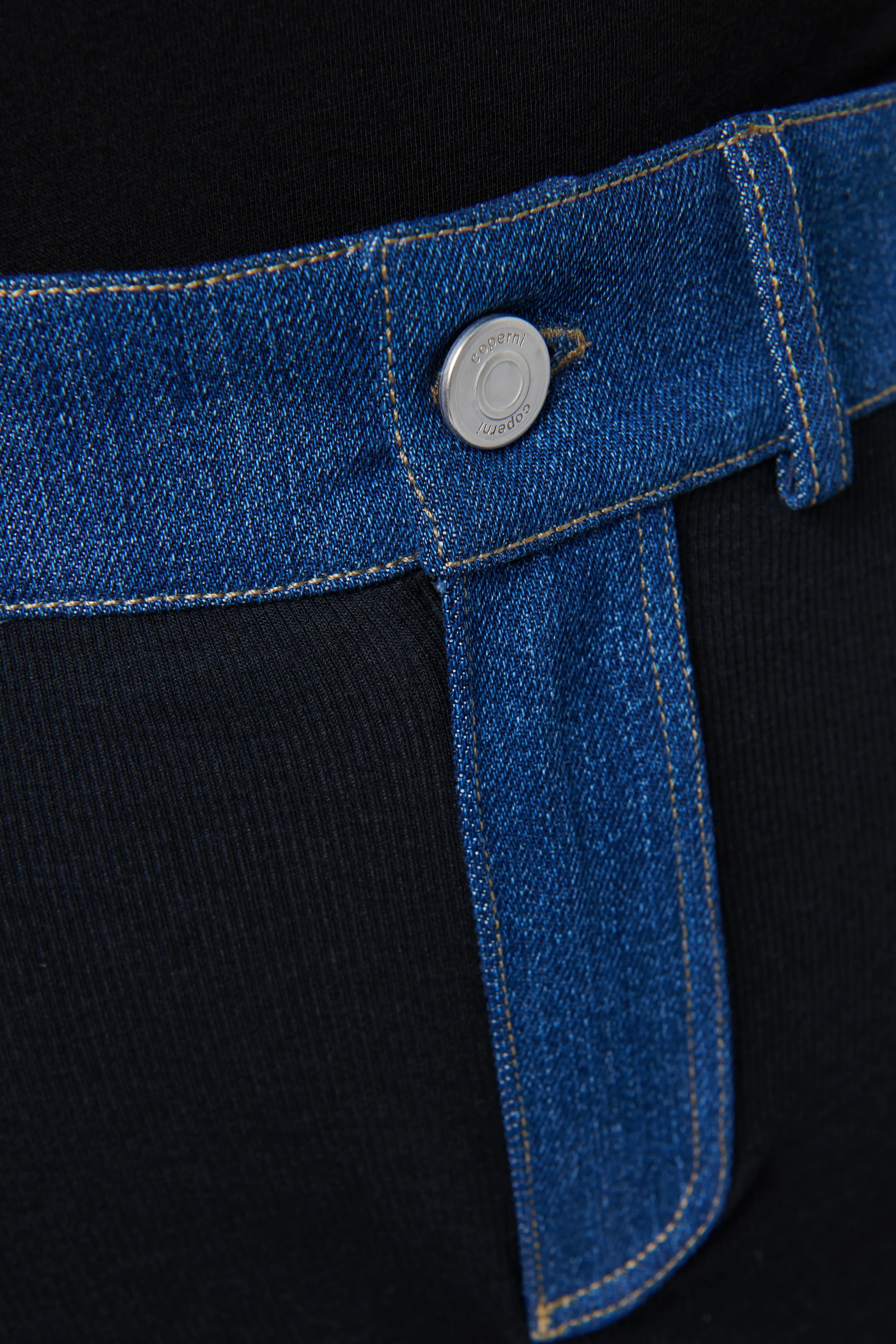 Black Second Skin Rib Denim Skirt