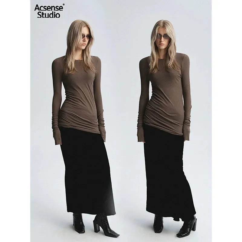 Black Silk Velvet Fishtail Skirt
