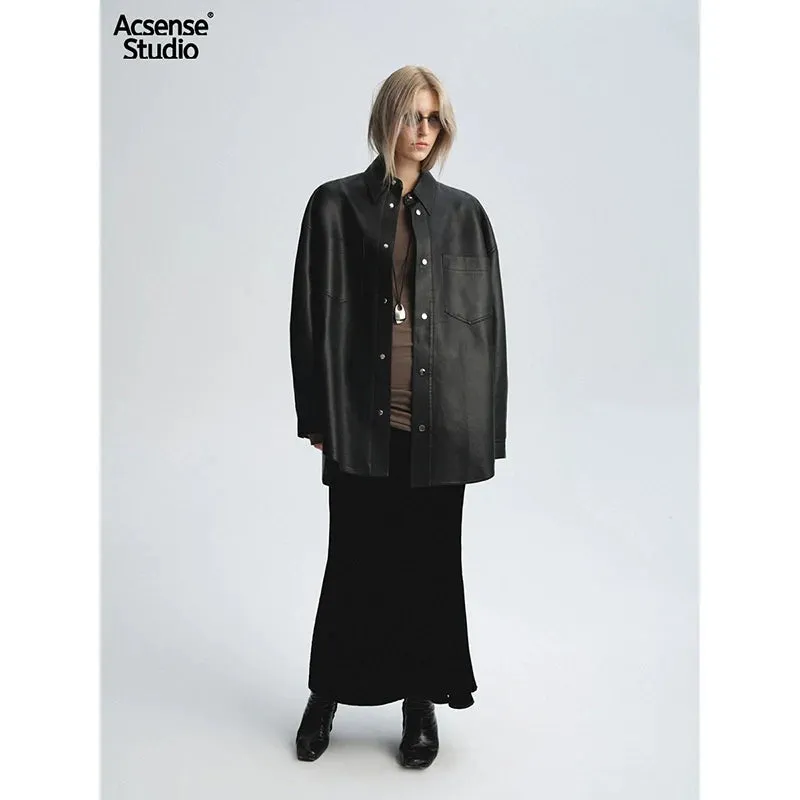 Black Silk Velvet Fishtail Skirt
