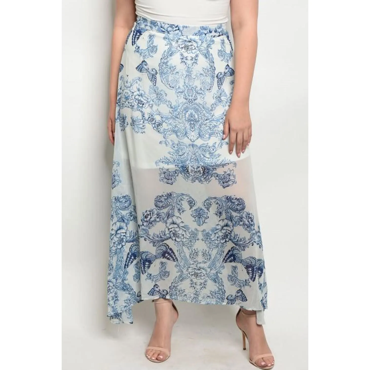 Blue and White Plus Butterfly Skirt