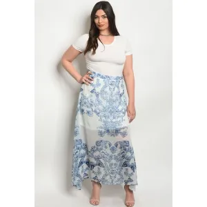 Blue and White Plus Butterfly Skirt