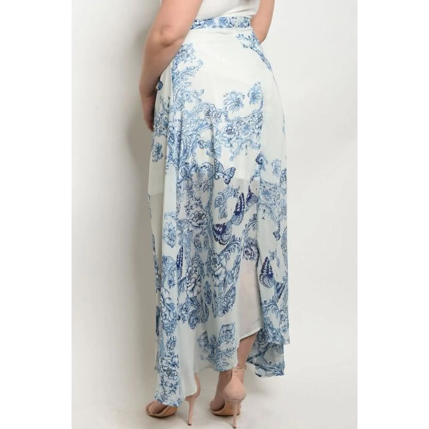 Blue and White Plus Butterfly Skirt