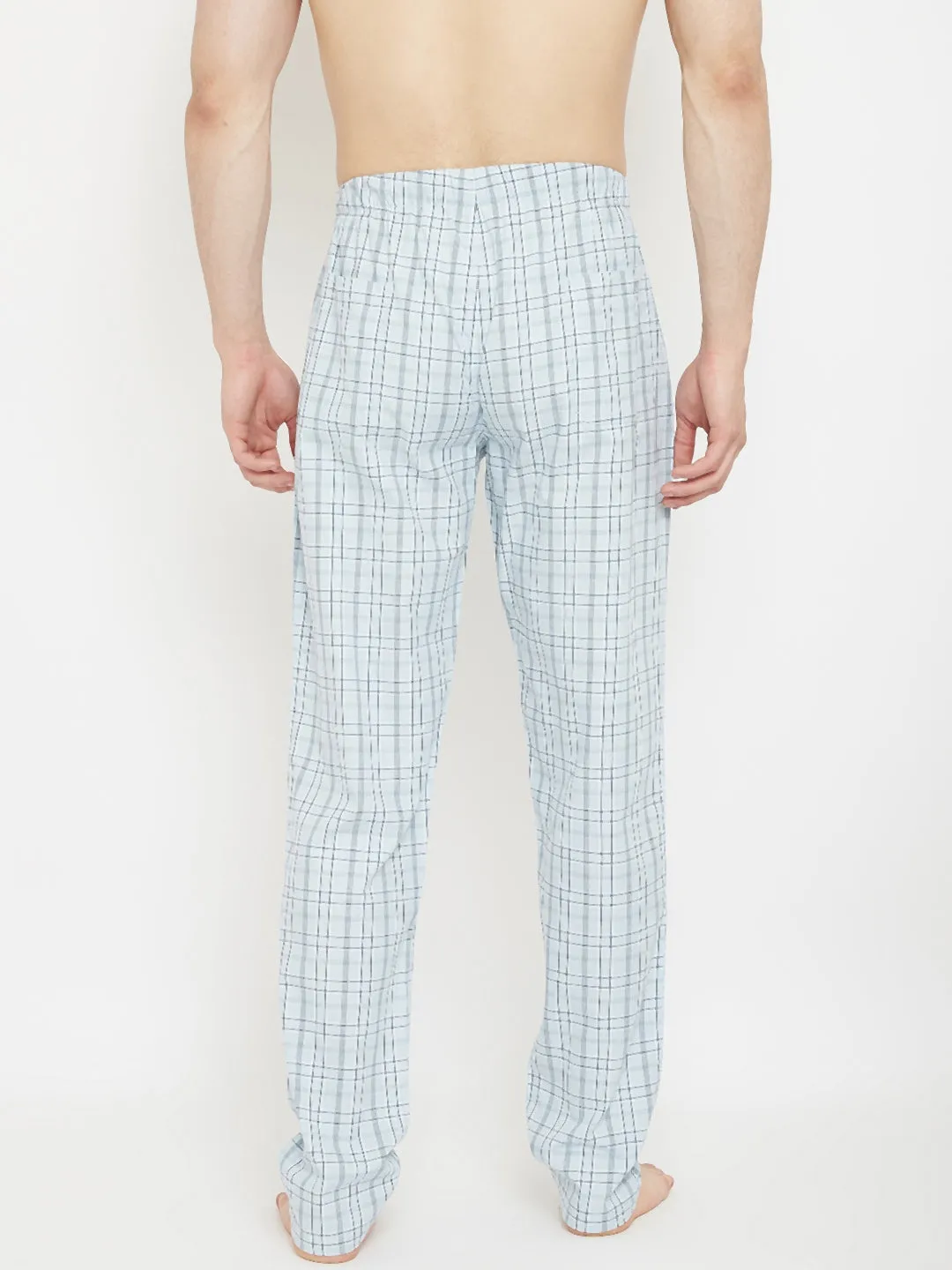 Blue Checked Straight Lounge Pants