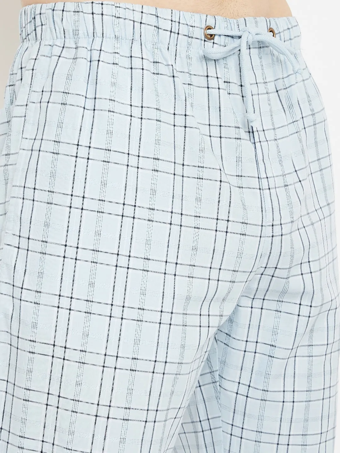 Blue Checked Straight Lounge Pants