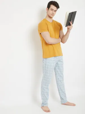 Blue Checked Straight Lounge Pants