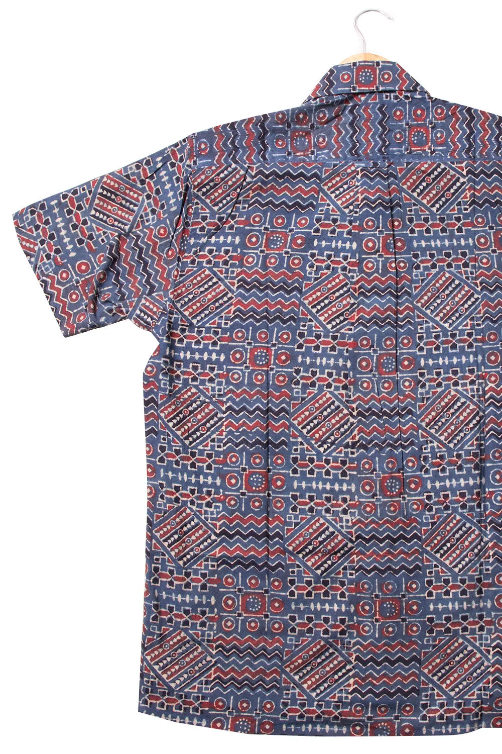 Blue Half Sleeve Ajrakh Printed Cotton Mens Shirt 10071099