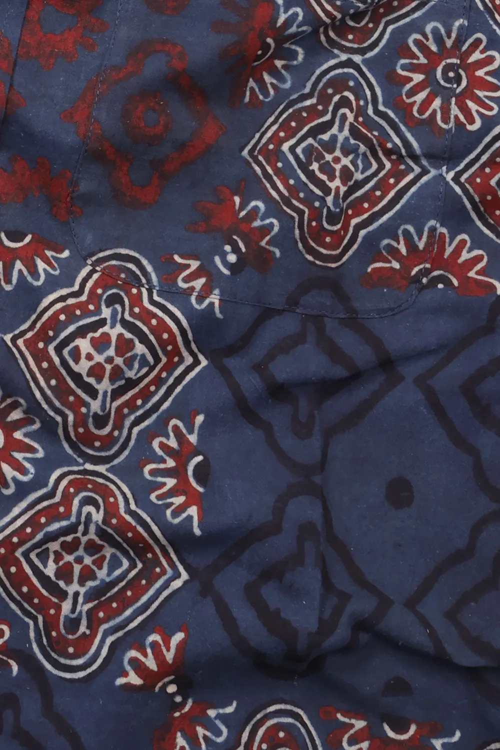 Blue Half Sleeve Ajrakh Printed Cotton Mens Shirt 10073051