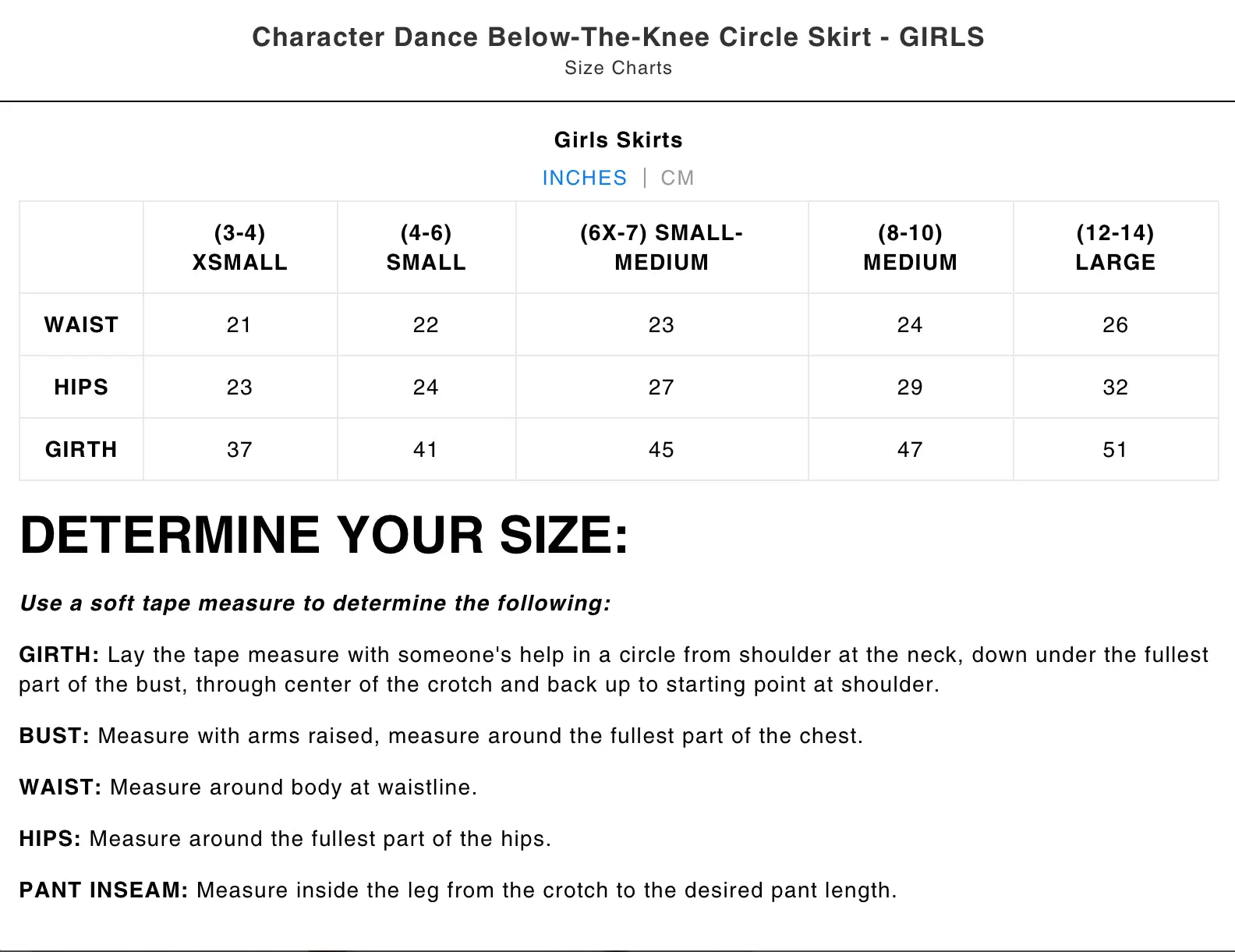 Body Wrappers - Character Dance Below-the-Knee Circle Skirt - Child (0511) - Black