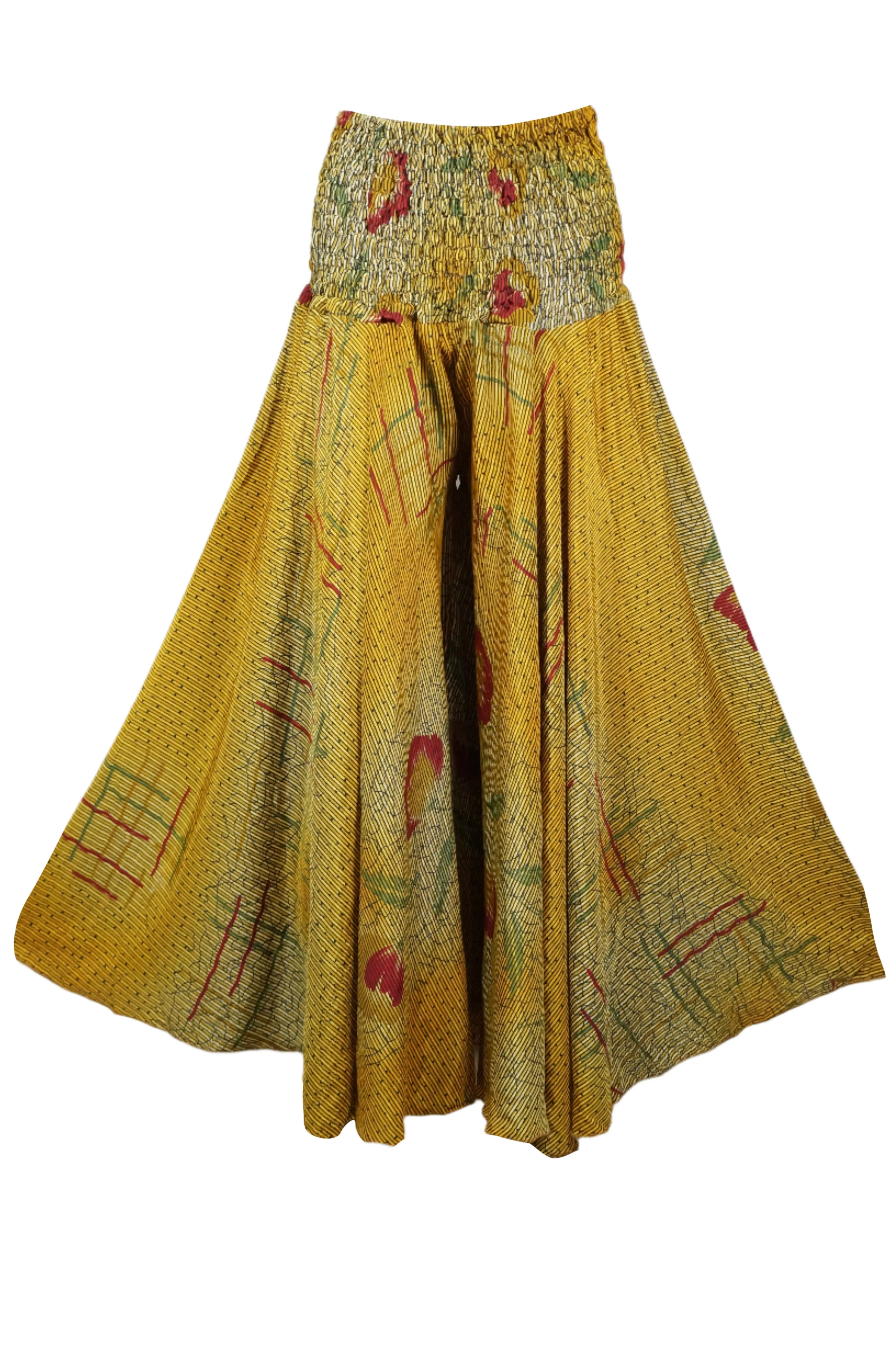 Bohemian Mustard Yellow Flared Skirt Pants – Handmade, Breezy & Beach Palazzo Pant SM