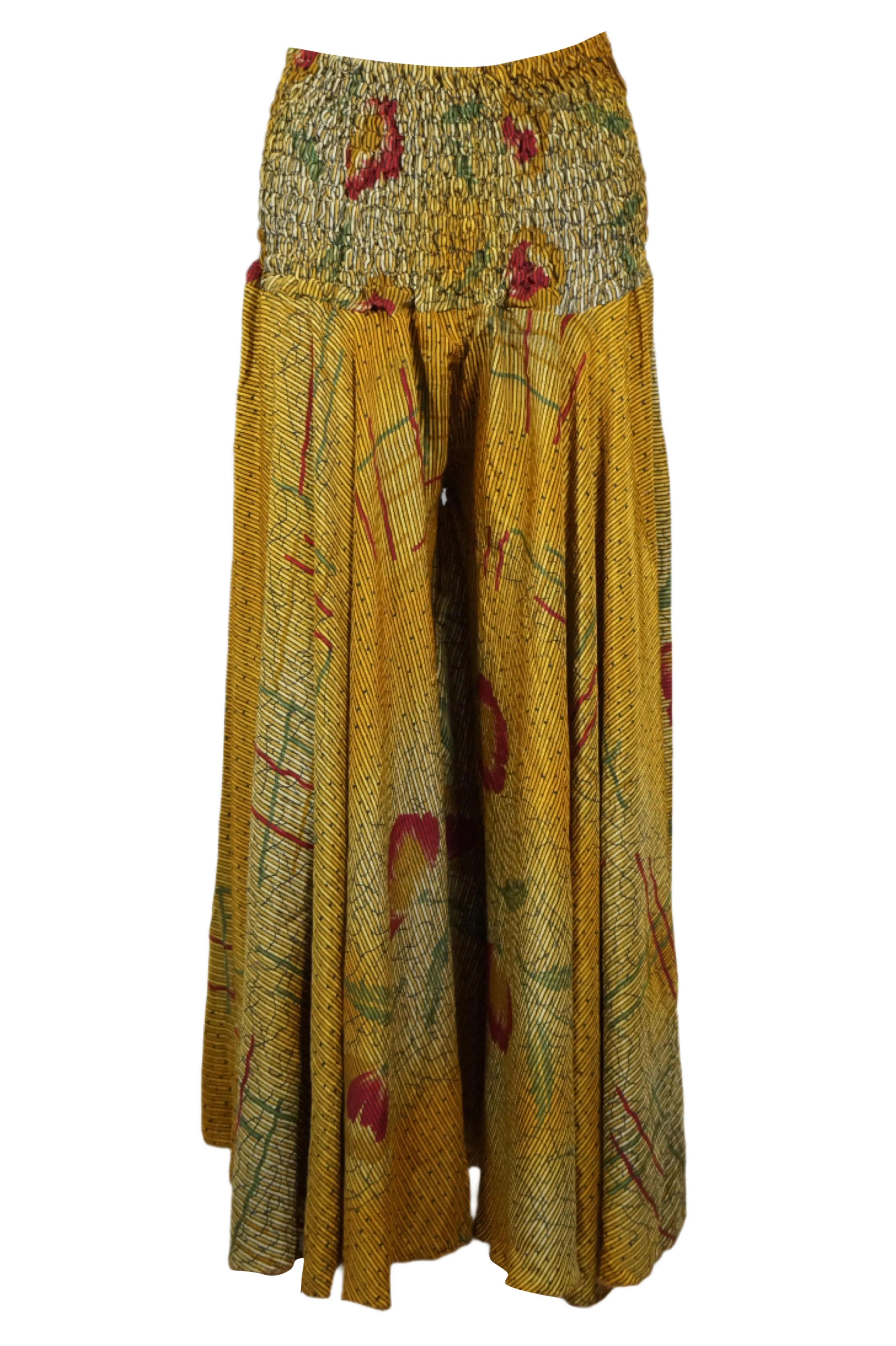 Bohemian Mustard Yellow Flared Skirt Pants – Handmade, Breezy & Beach Palazzo Pant SM