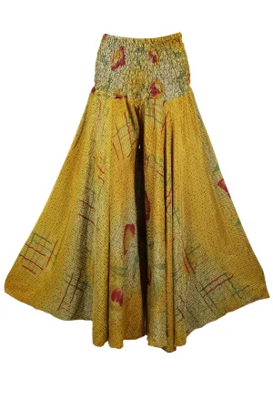 Bohemian Mustard Yellow Flared Skirt Pants – Handmade, Breezy & Beach Palazzo Pant SM