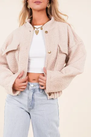 Bomberjacket met teddy stof beige - Kirsten