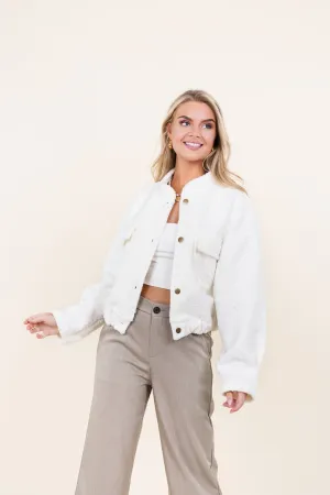 Bomberjacket met teddy stof off white - Kirsten