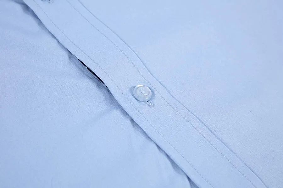 Calvetti Mens Dress Shirts Wrinkle Free Regular Long Sleeve Shirts - LIGHT BLUE