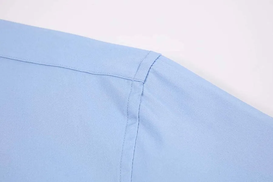 Calvetti Mens Dress Shirts Wrinkle Free Regular Long Sleeve Shirts - LIGHT BLUE