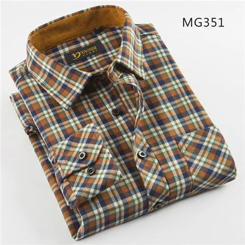 Casual mens plaid shirts turndown collar long sleeve regular fit soft comfortable no fade
