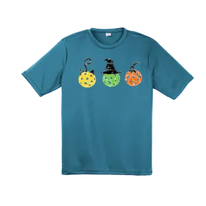 Cat Witch Pumpkin  | Men's Short Sleeve Athletic Shirt | 100% Polyester