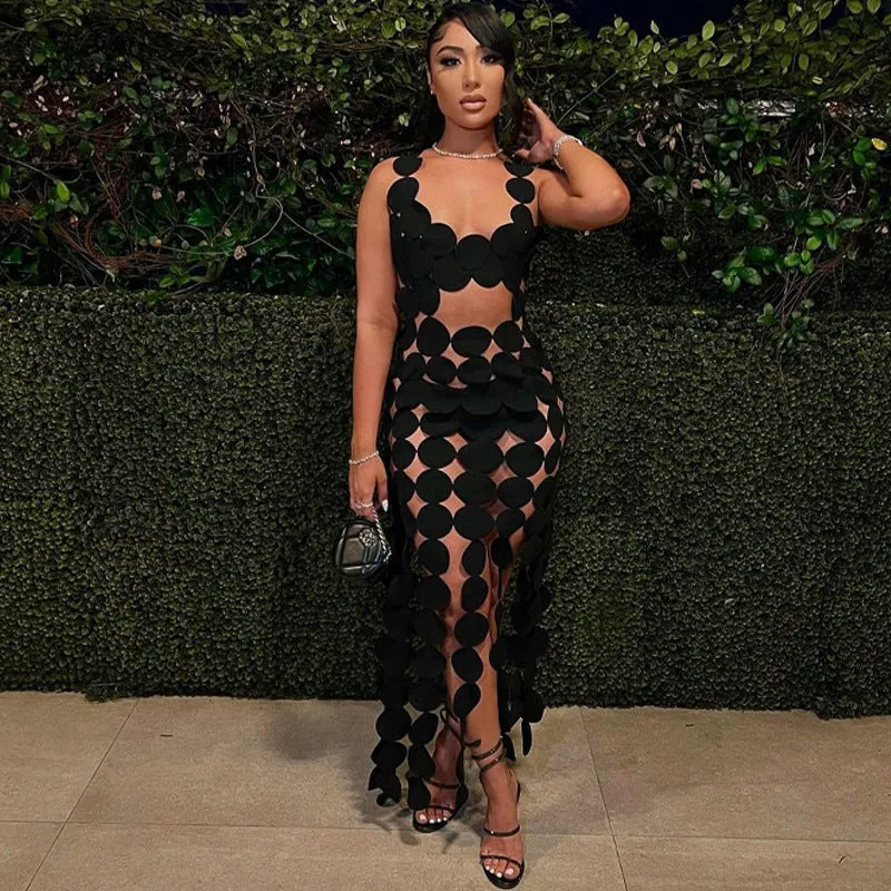 Chic and Sexy Backless Irregular Hollow Out Maxi Dress