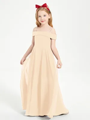 Chic Junior Bridesmaid Dresses Off the Shoulder Peach