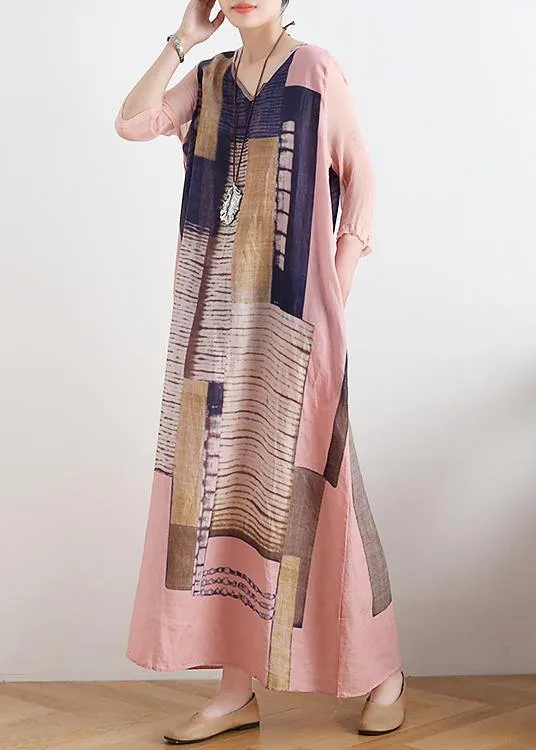 Chic v neck pocketys dresses Photography pink striped Dress