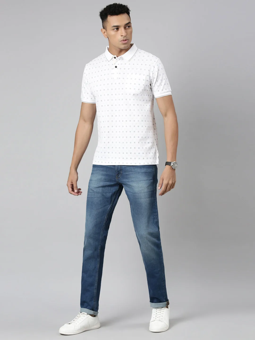 Classic Polo Men's Polo Neck Cotton Slim Fit Printed T-Shirt | BELLO-280 A SF P
