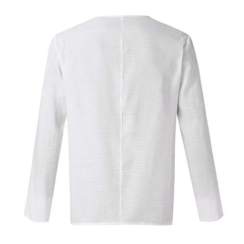 Clearance Sale for Men Coat.AIMTOPPY Men's Casual Long-Sleeved Solid Color Round Neck National Wind