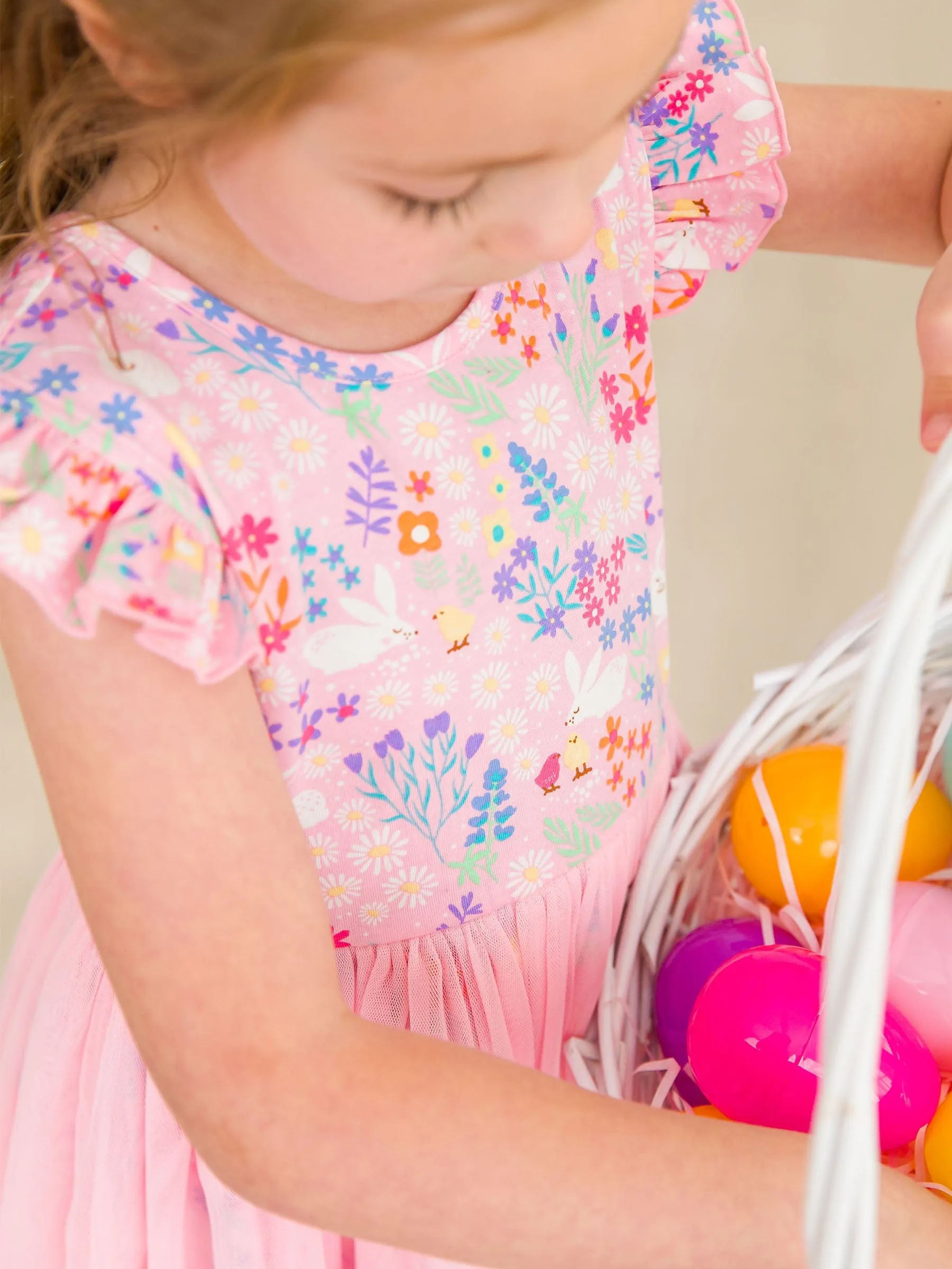Cotton Flutter Sleeve Tulle Twirl Dress - Bunny and Friends