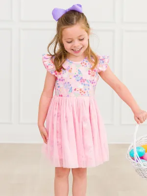 Cotton Flutter Sleeve Tulle Twirl Dress - Bunny and Friends